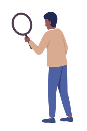 Man with large loupe  Illustration