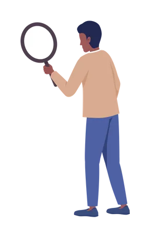 Man with large loupe  Illustration