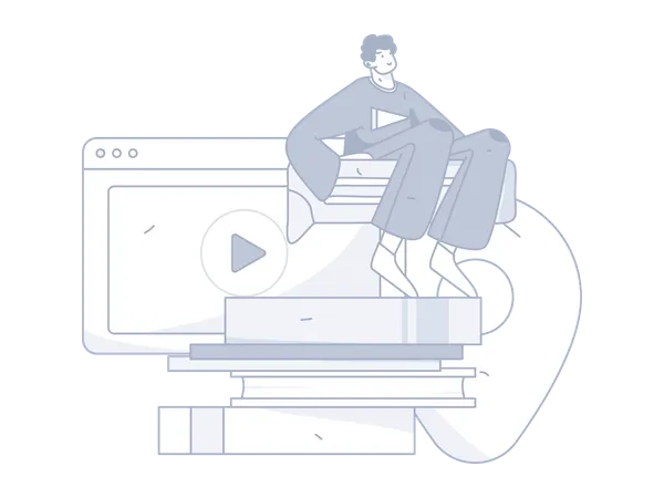 Man with Learning video  Illustration
