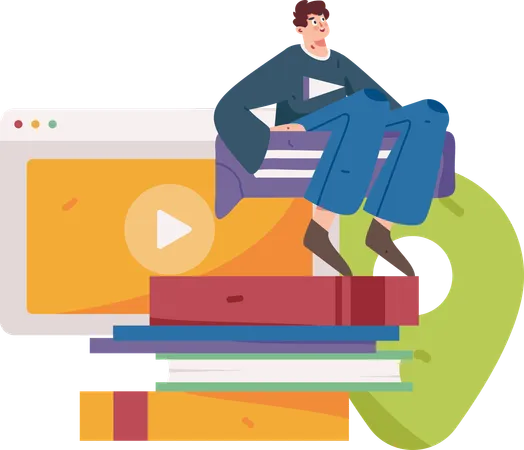 Man with Learning video  Illustration