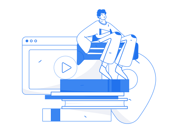 Man with Learning video  Illustration