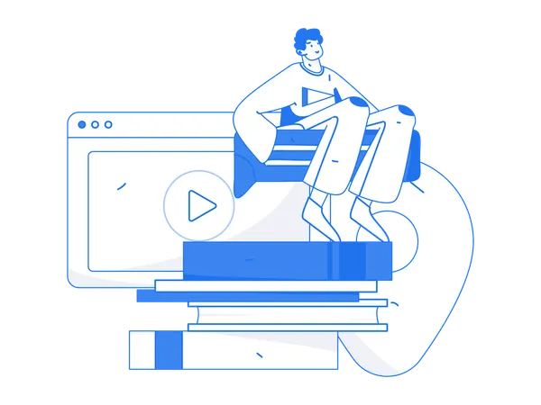 Man with Learning video  Illustration