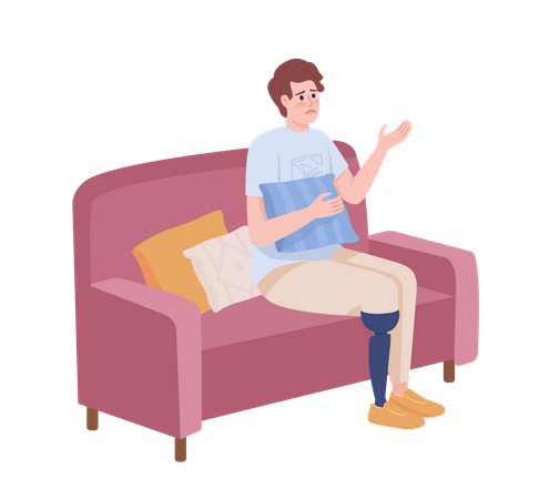 Man with leg prosthesis  Illustration