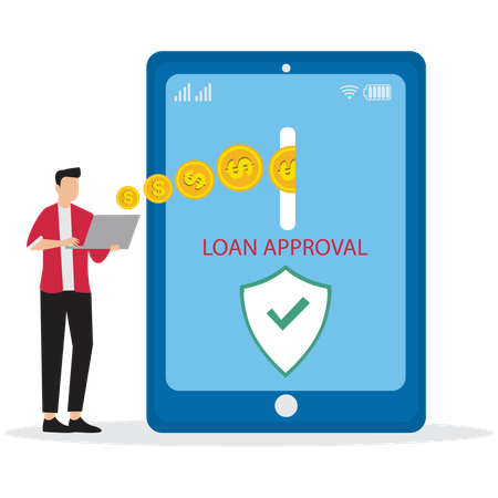 Man with Loan Approval Document  Illustration