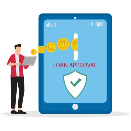 Man with Loan Approval Document  Illustration