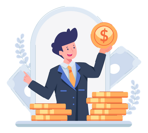 Man with loan money  Illustration