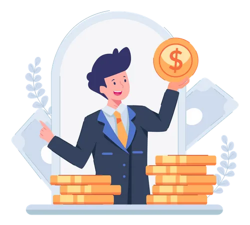 Man with loan money  Illustration