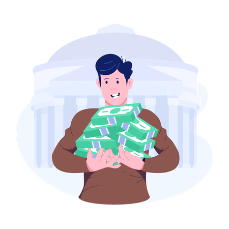 Man with loan money  Illustration