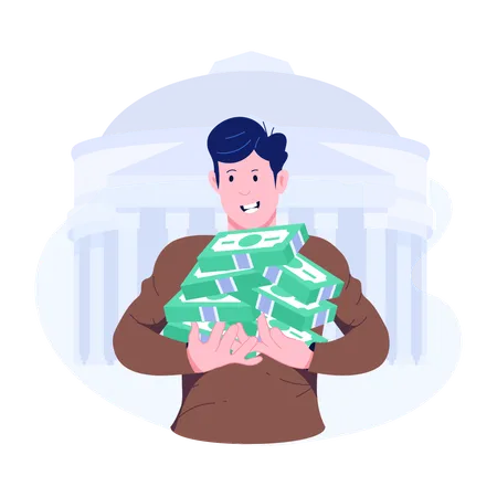 Man with loan money  Illustration