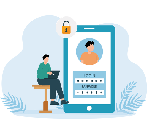 Man with login security  Illustration