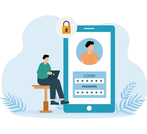 Man with login security  Illustration