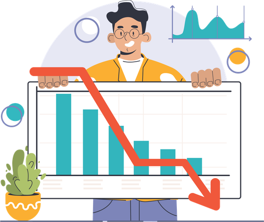 Man with loss analysis  Illustration