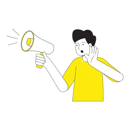 Man with loud speaker  Illustration