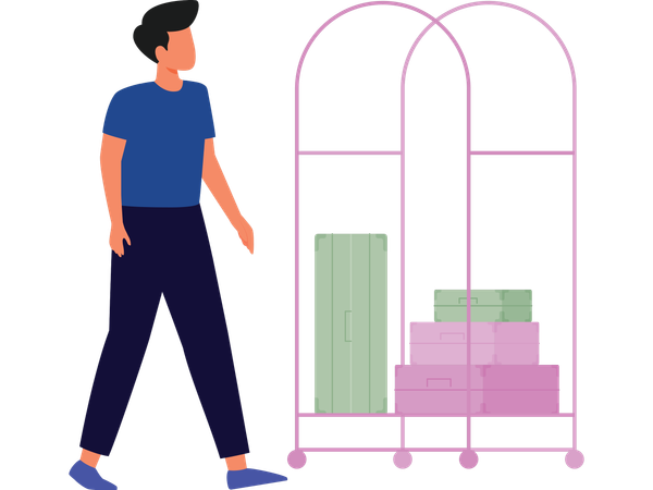 荷物キャリアを持つ男性  イラスト