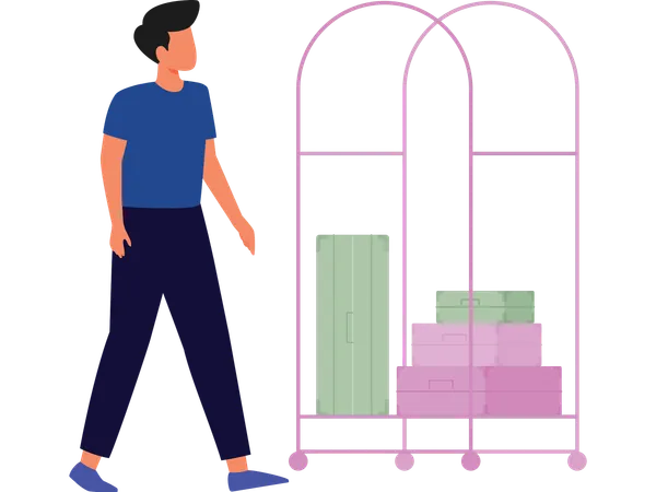 荷物キャリアを持つ男性  イラスト