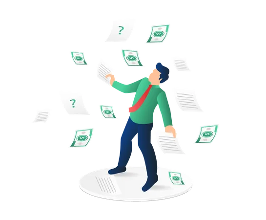 Man with Many orders and increase income money Illustration