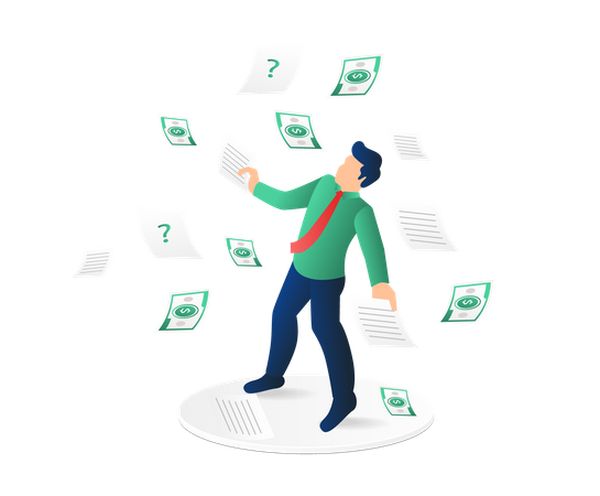 Man with Many orders and increase income money  일러스트레이션