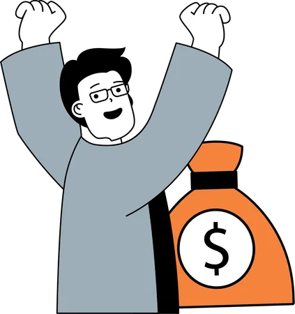 Man with money bag  Illustration