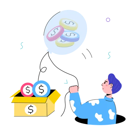 An Editable Doodle Mini Illustration Of Money Box Illustration