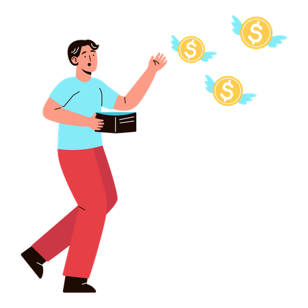 Man with money loss Illustration