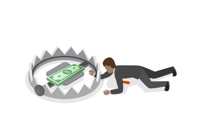 Man with Money Trap  Illustration