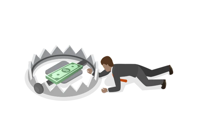 Man with Money Trap  Illustration