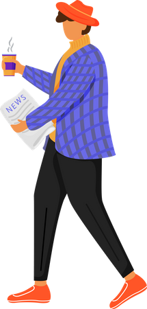 Man with morning newspaper  Illustration