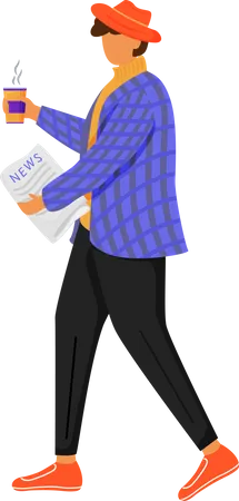 Man with morning newspaper  Illustration