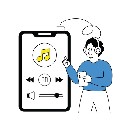 Man with Music Playlist  Illustration