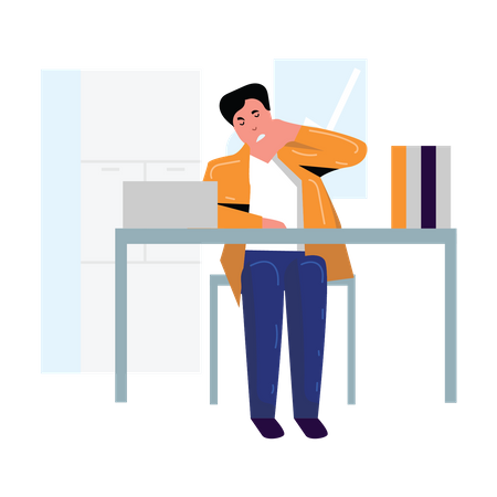 Man with neck pain  イラスト