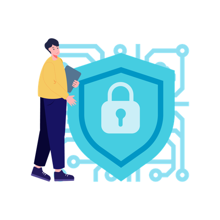 Man with Network security  Illustration