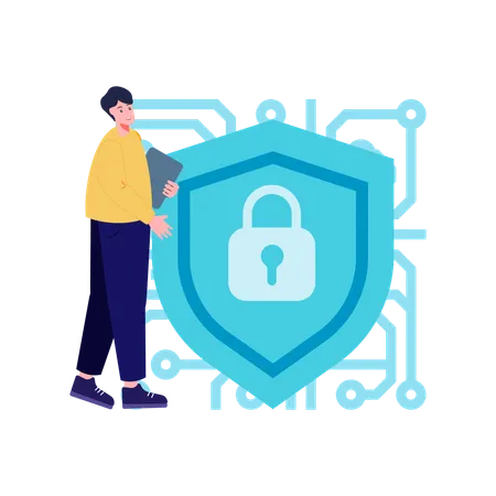 Man with Network security  Illustration