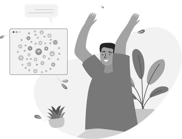 Man With Networking Platforms  Illustration