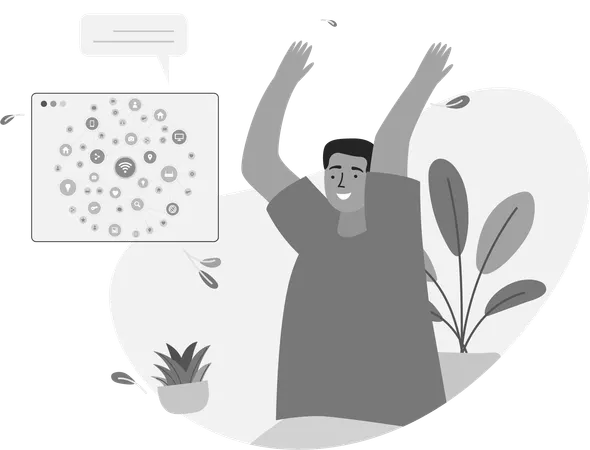 Man With Networking Platforms  Illustration