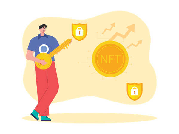 Man with NFT key  Illustration