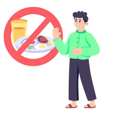 Man with No Eating  Illustration