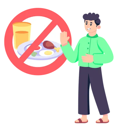 Man with No Eating  Illustration