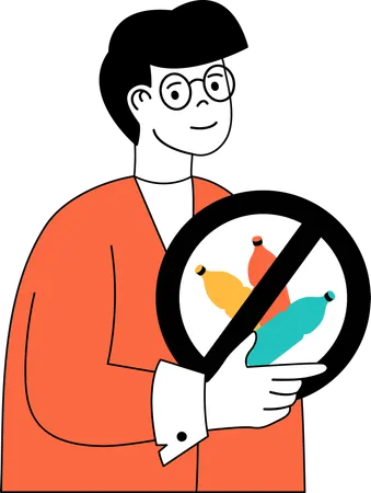 Man with no plastic use  Illustration