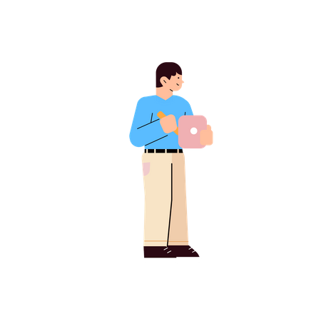 Man with note Illustration