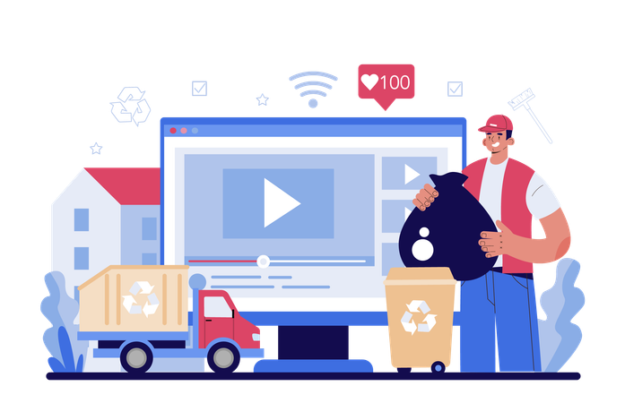 Man with Online Cleaning service  Illustration