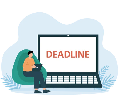 Man with Online task Deadline  Illustration