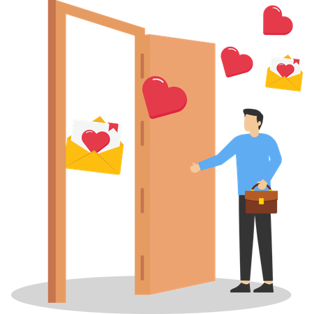 Man with Open for new relationship  Illustration