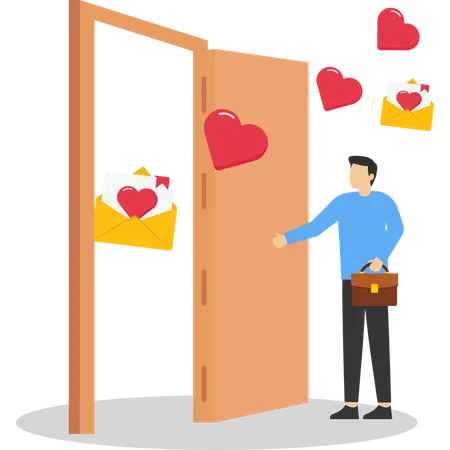 Man with Open for new relationship  Illustration
