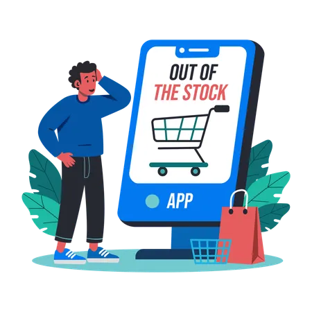 Man with Out Of Stock  Illustration