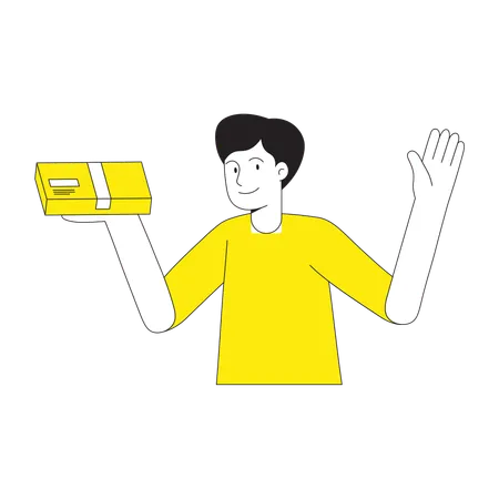 Man with package box  Illustration