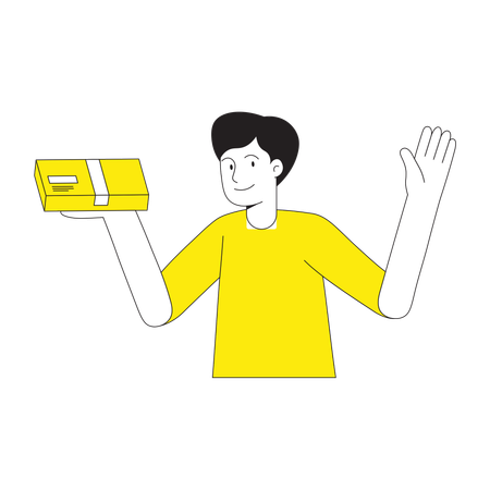 Man with package box  Illustration