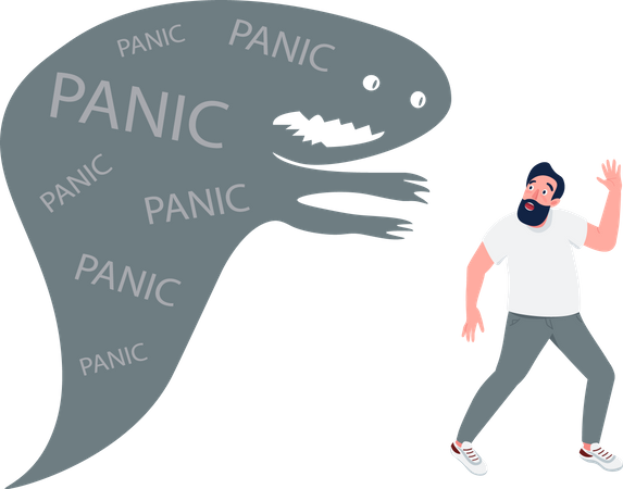 Man with panic attack  Illustration