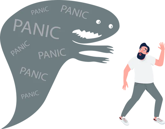 Man with panic attack  Illustration