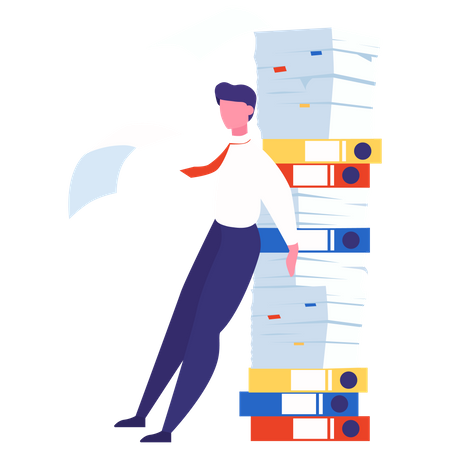 Man with paperwork load Illustration