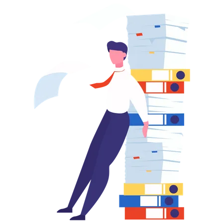 Man with paperwork load Illustration